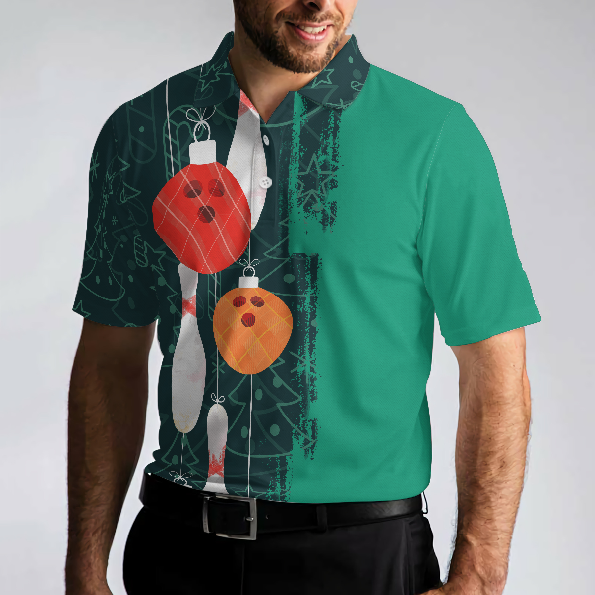 Christmas Bowling Decoration Light Mens Polo Shirts - Hyperfavor