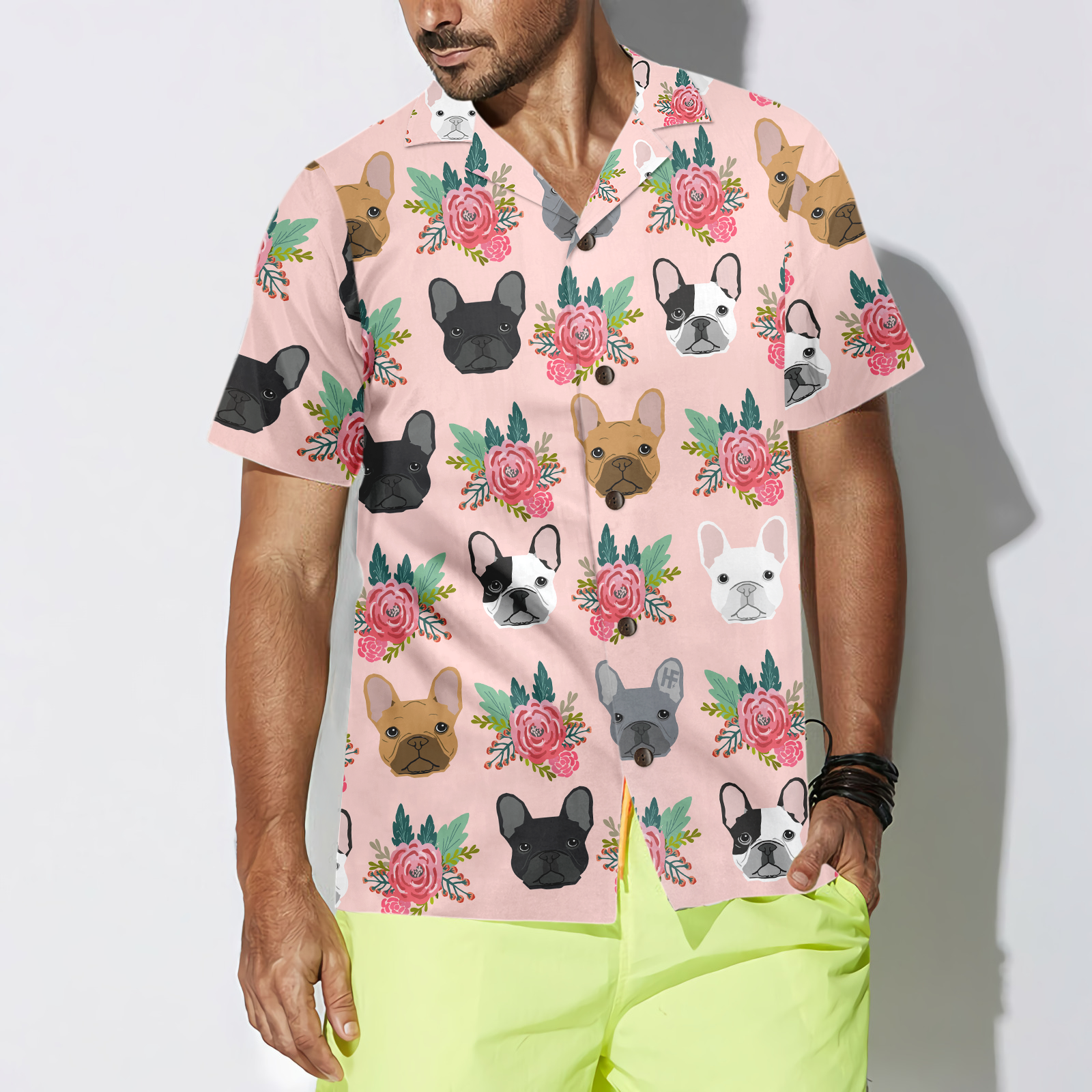 Happiness Is Bulldog Kisses Hawaiian Shirt - Hyperfavor