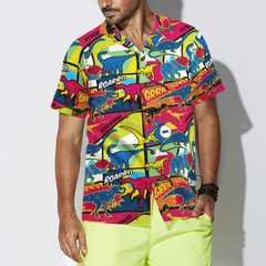 Comic Dinosaur Hawaiian Shirt - Hyperfavor