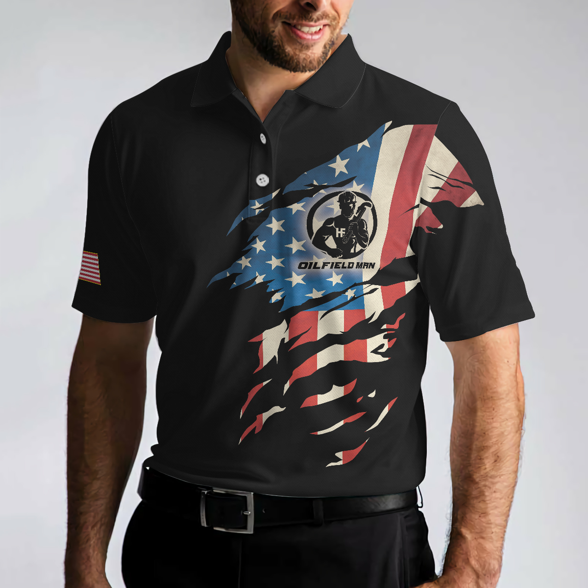 Oilfield Man My Craft Allows Me To Break Anything Polo Shirt, Skull American Flag Shirt For Oilfield Man - Hyperfavor