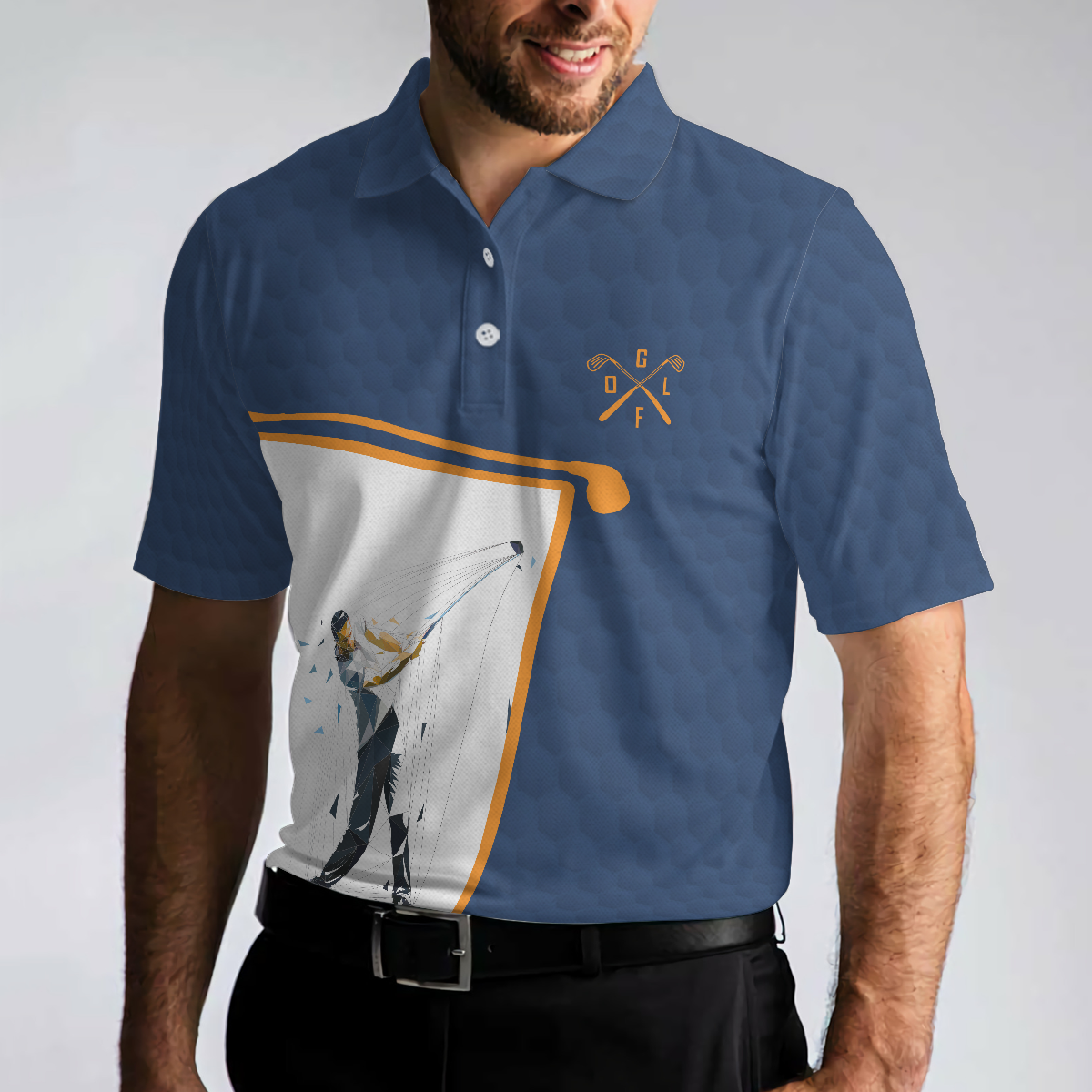 Swing Swear Drink And Repeat Golf Polo Shirt, Blue And White Short Sleeve Golf Polo For Men, Funny Golf Shirt - Hyperfavor