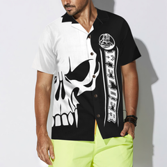 The Welder Skull Black White Hawaiian Shirt - Hyperfavor