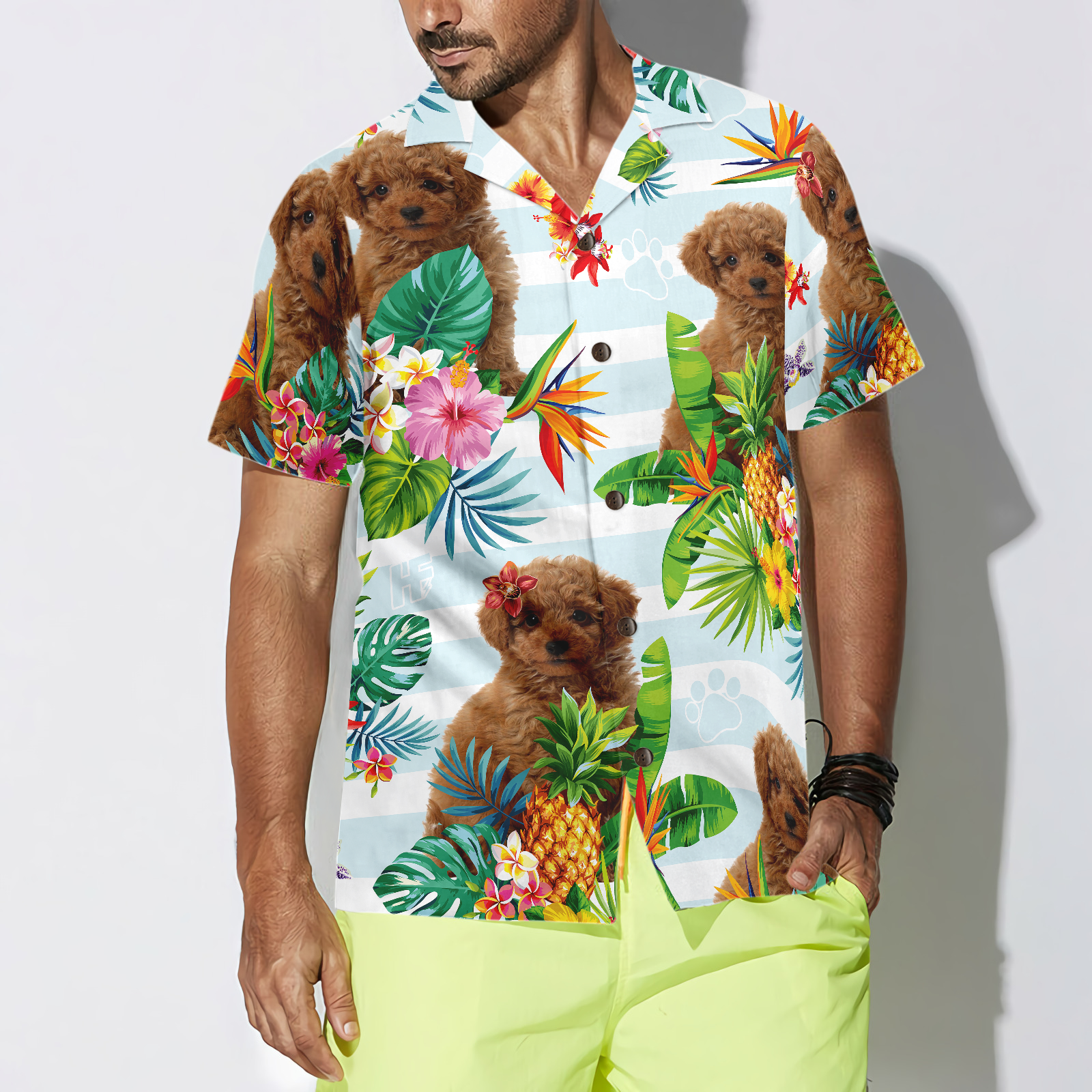 Tropical Flower With Poodle Hawaiian Shirt - Hyperfavor