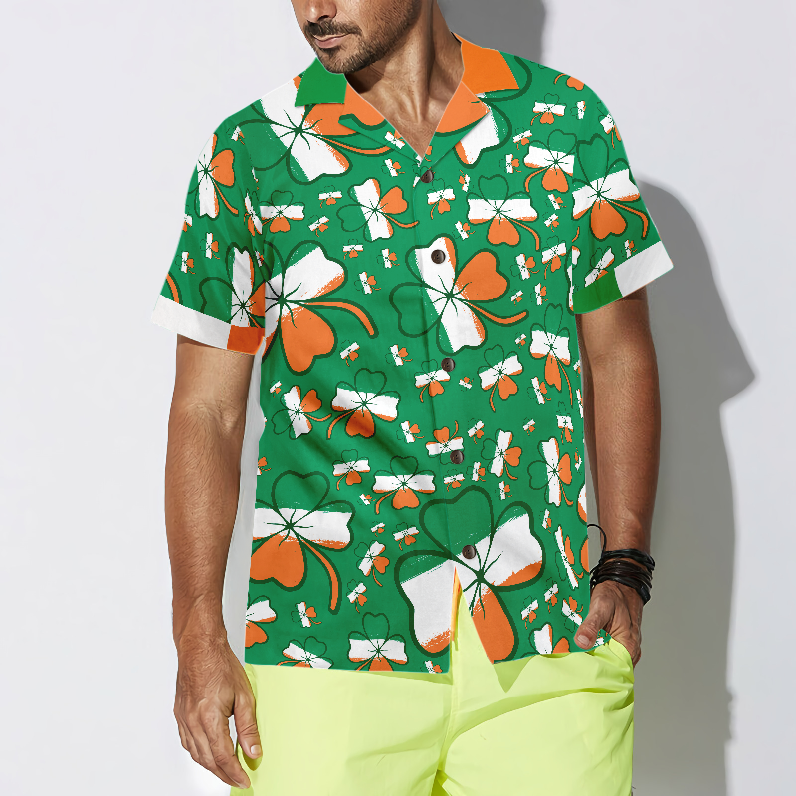 Seamless Ireland Styled Shamrock Saint Patrick's Day Irish V3 Hawaiian Shirt - Hyperfavor