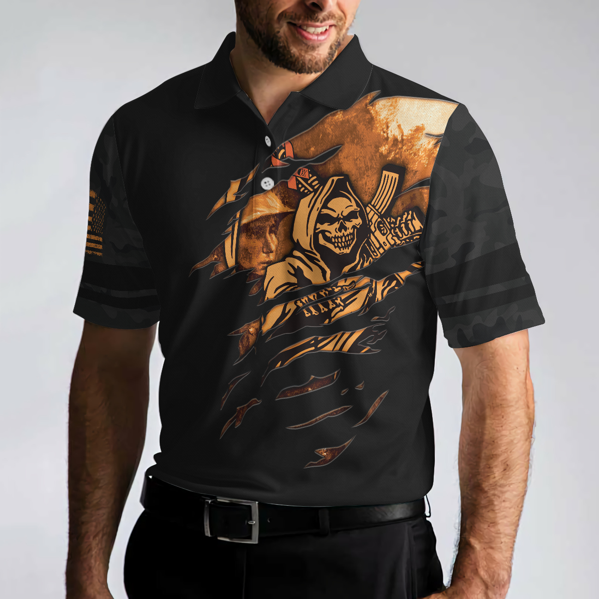 Agent Orange Dioxin A Slow Walk With Death Polo Shirt, Black Reaper American Flag Polo Shirt For Men - Hyperfavor