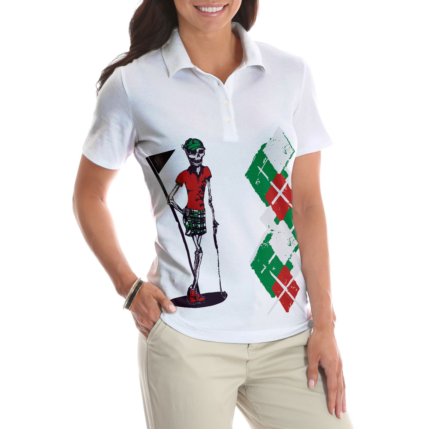 Kiss My Putt Golf Short Sleeve Women Polo Shirt - Hyperfavor