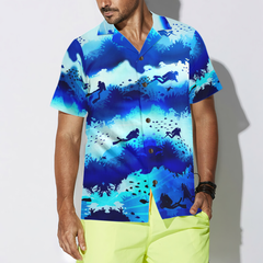 Scuba Diver Under Sea Cave Hawaiian Shirt - Hyperfavor