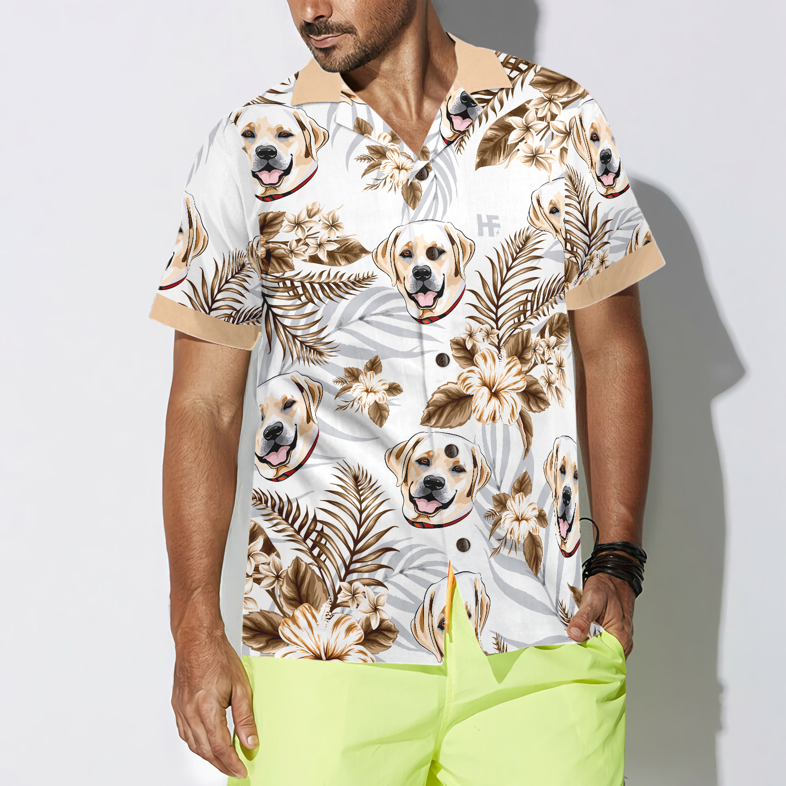 Personalized Peace Love Labrador Custom Hawaiian Shirt - Hyperfavor