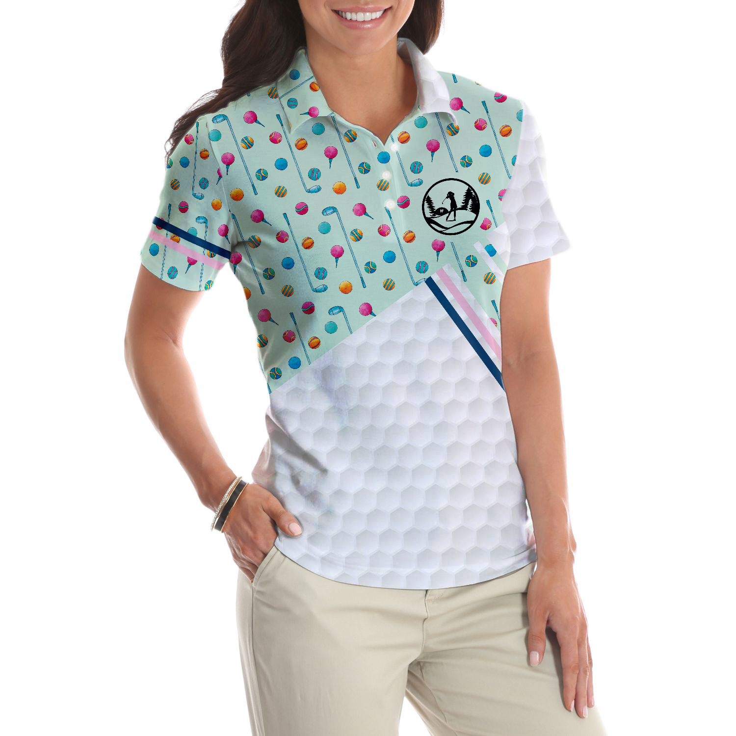 Elegant Golf Girl In Light Green Golf Short Sleeve Women Polo Shirt, Colorful Golf Shirt For Ladies - Hyperfavor