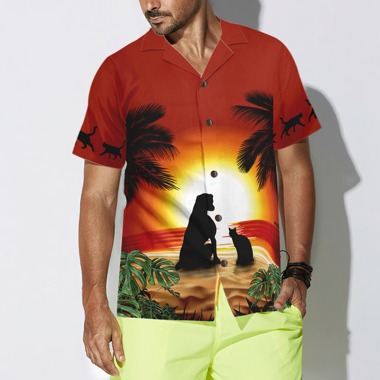 Cat And Dog Sunset Hawaiian Shirt - Hyperfavor