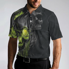 Skull Tennis Polo Shirt, Scary Skull Graphic Tennis Shirt For Tennis Lovers, Halloween Tennis Gift Idea - Hyperfavor