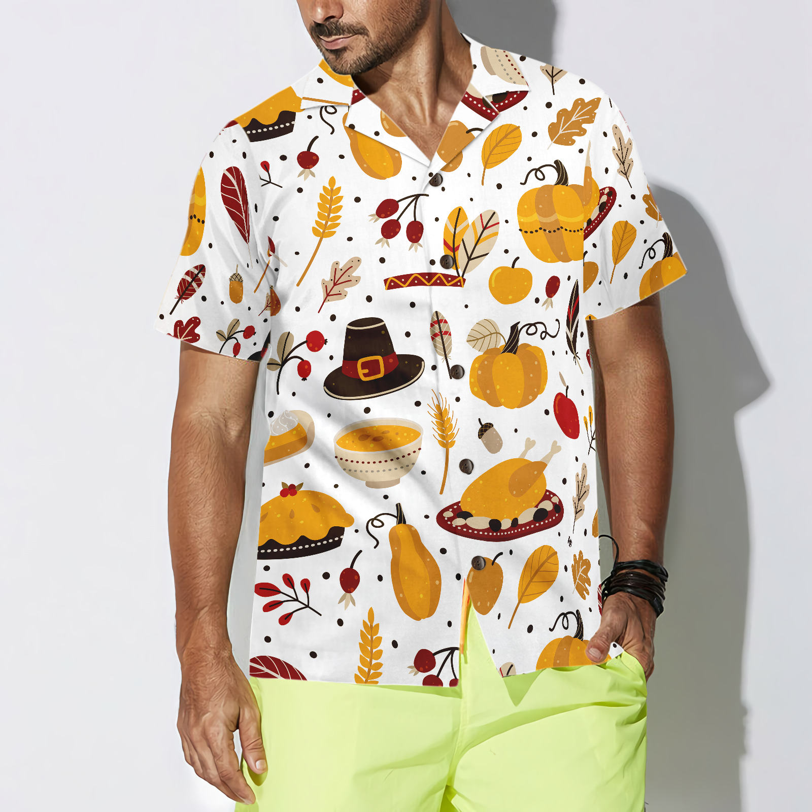 Thanksgiving Pattern Hawaiian Shirt - Hyperfavor