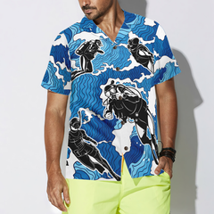 Ocean Wave Scuba Diving Hawaiian Shirt - Hyperfavor