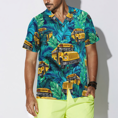 Tropical Leaves School Bus Driver Hawaiian Shirt, Best Shirt For School Bus Drivers, Unique Gift For Bus Drivers - Hyperfavor