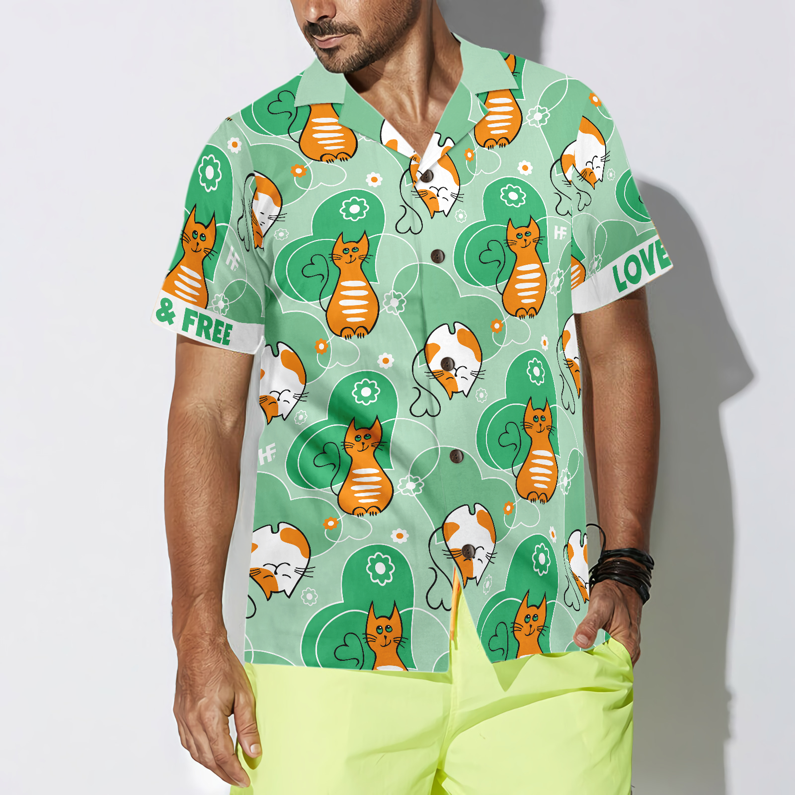 Cat Love And Free Hawaiian Shirt - Hyperfavor