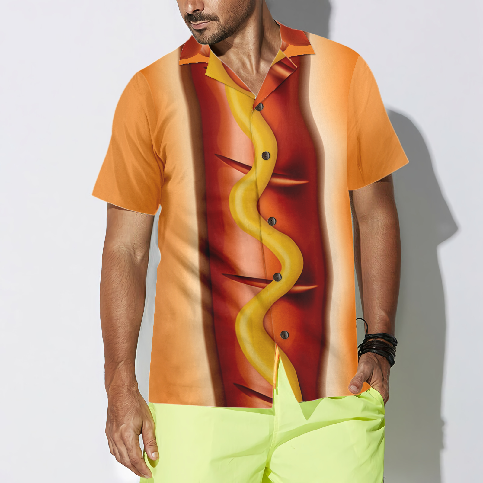 Funny Halloween Hot Dog Costume Shirt Hawaiian Shirt - Hyperfavor