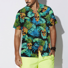 Pineapple Skull & The Tropical Leaves Hawaiian Shirt - Hyperfavor