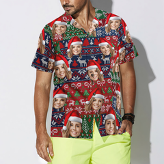 Funny Custom Face Christmas 02 Custom Hawaiian Shirt - Hyperfavor