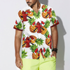 Pineapple Seamless Pattern Firefighter Hawaiian Shirt, Cross Axes Tropical Firefighter Shirt For Men - Hyperfavor
