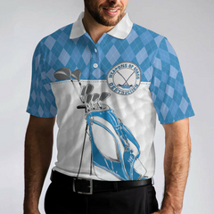 Weapons Of Grass Destruction Short Sleeve Polo Shirt, Golf Texture Blue Argyle Pattern Polo Shirt, Best Golf Shirt For Men - Hyperfavor