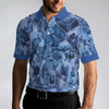 Holy Blue Stained Glass Polo Shirt, Blue Jesus Gallery Polo Shirt, Best Christian Shirt For Men - Hyperfavor
