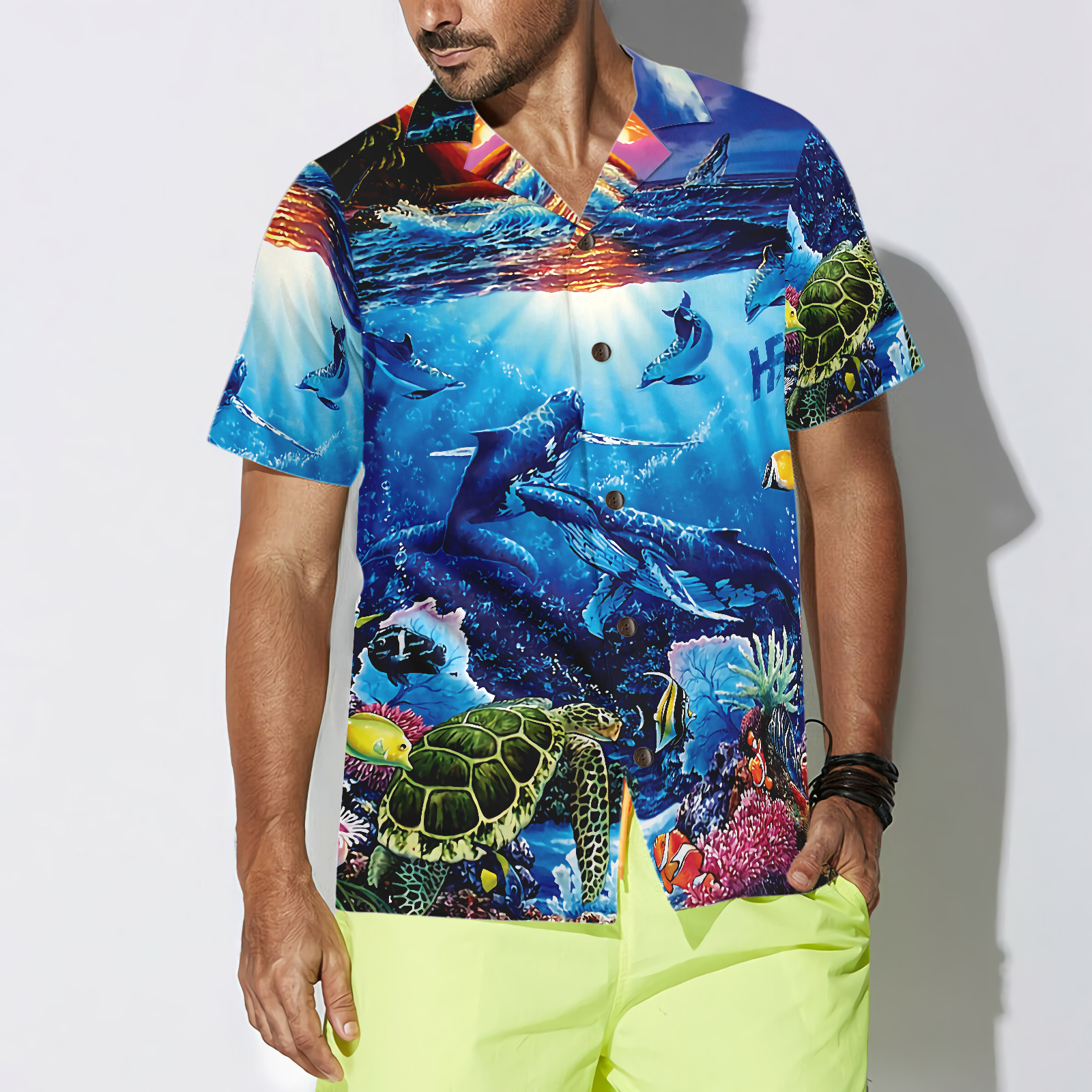 Turtle Under The Sea Hawaiian Shirt - Hyperfavor