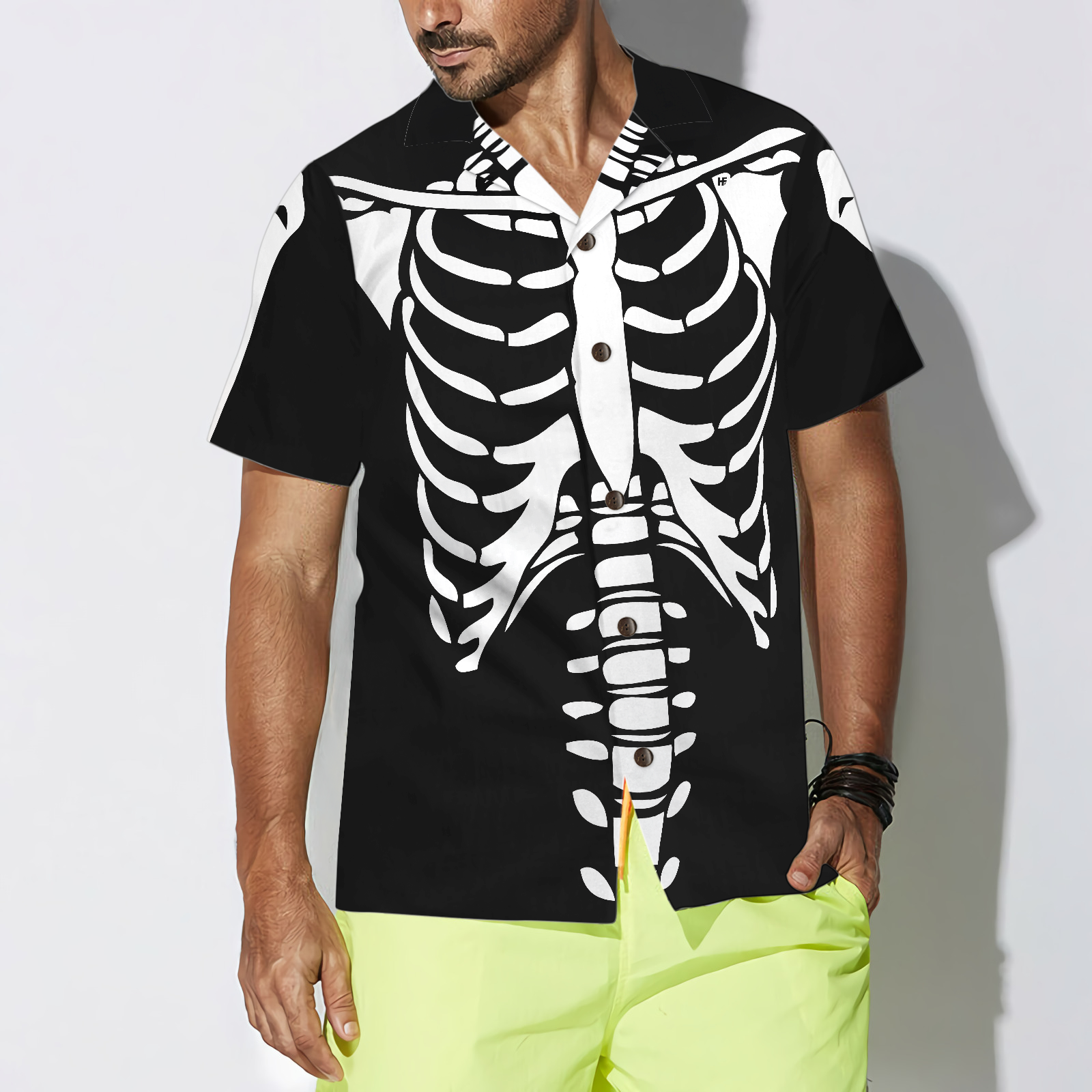 Halloween Skeleton Costume Shirt Hawaiian Shirt - Hyperfavor