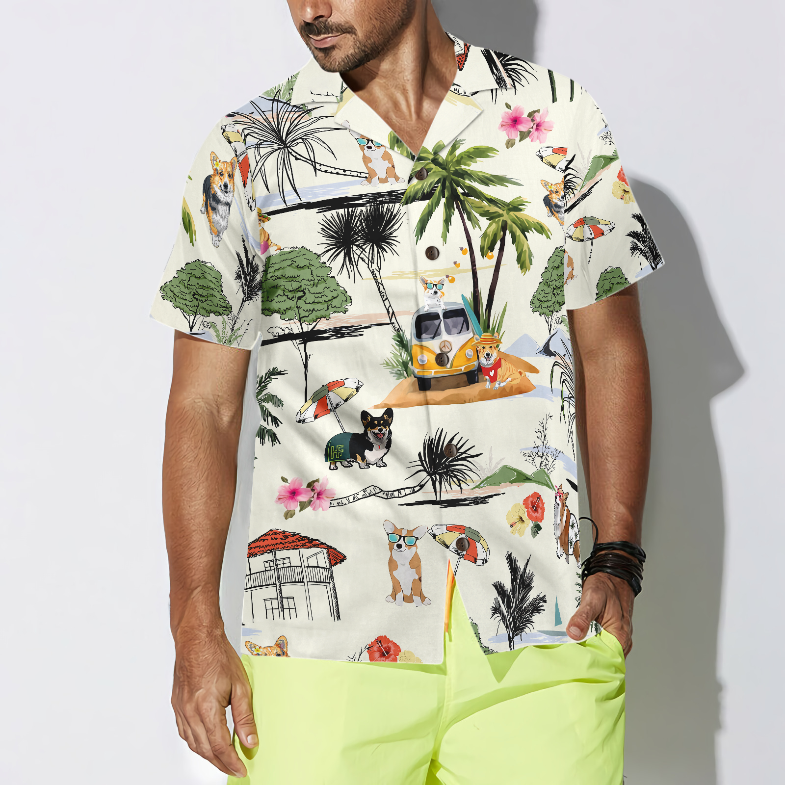 Corgi Hawaii Beach Hawaiian Shirt - Hyperfavor