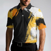 Golf On Artistic Black and Gold Crayon Strokes Short Sleeve Polo Shirt, Golf Shirt For Men - Hyperfavor