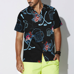 Hockey & Beer Tropical Hawaiian Shirt - Hyperfavor