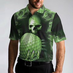 Golfing Murder Polo Shirt, Green Skull Golf Shirt Design, Best Gift Idea For Golfers, Scary Golf Shirt - Hyperfavor