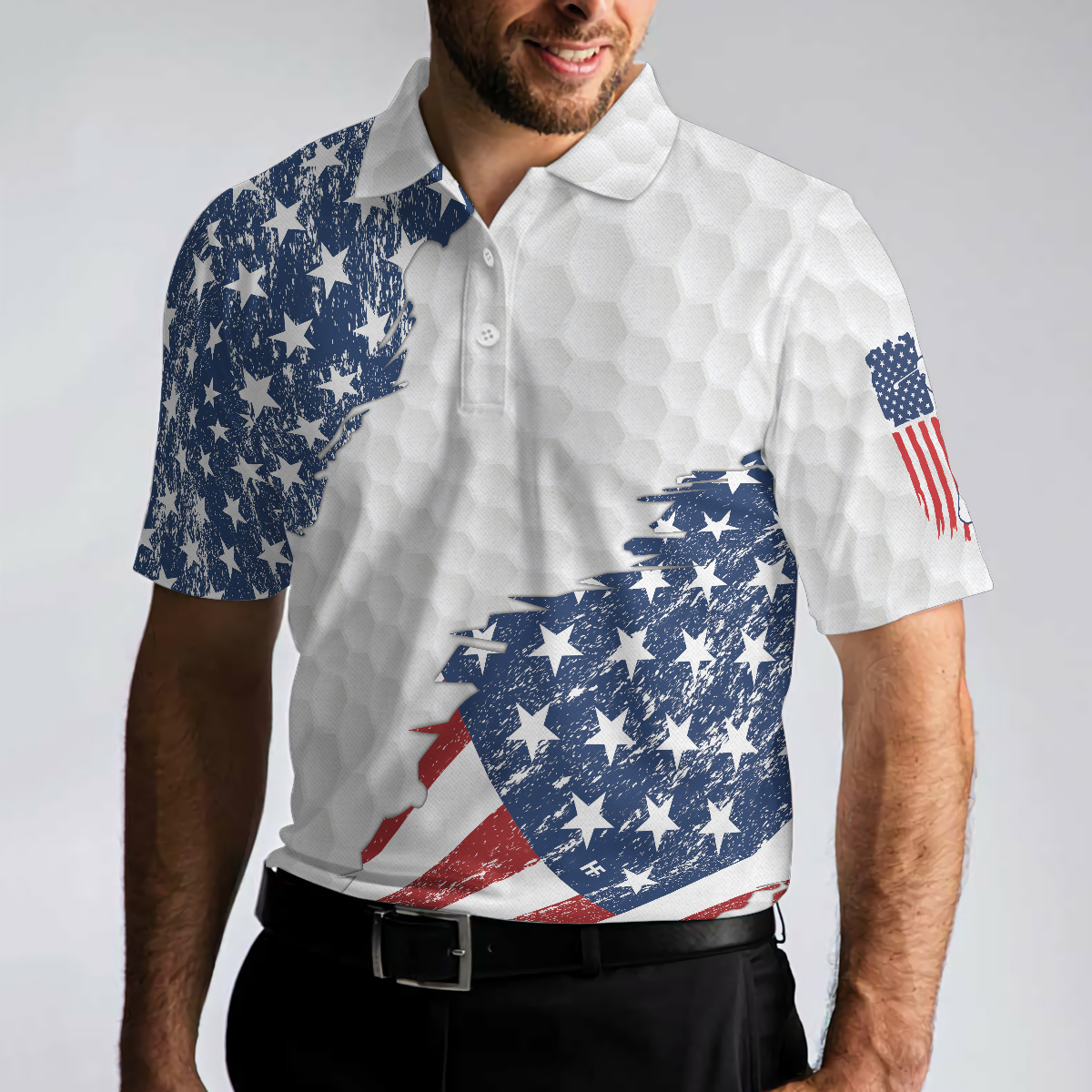 American Flag Ripped Golf Polo Shirt, Simple American Golf Shirt Design, Best Golf Gift Idea For American Golfers - Hyperfavor