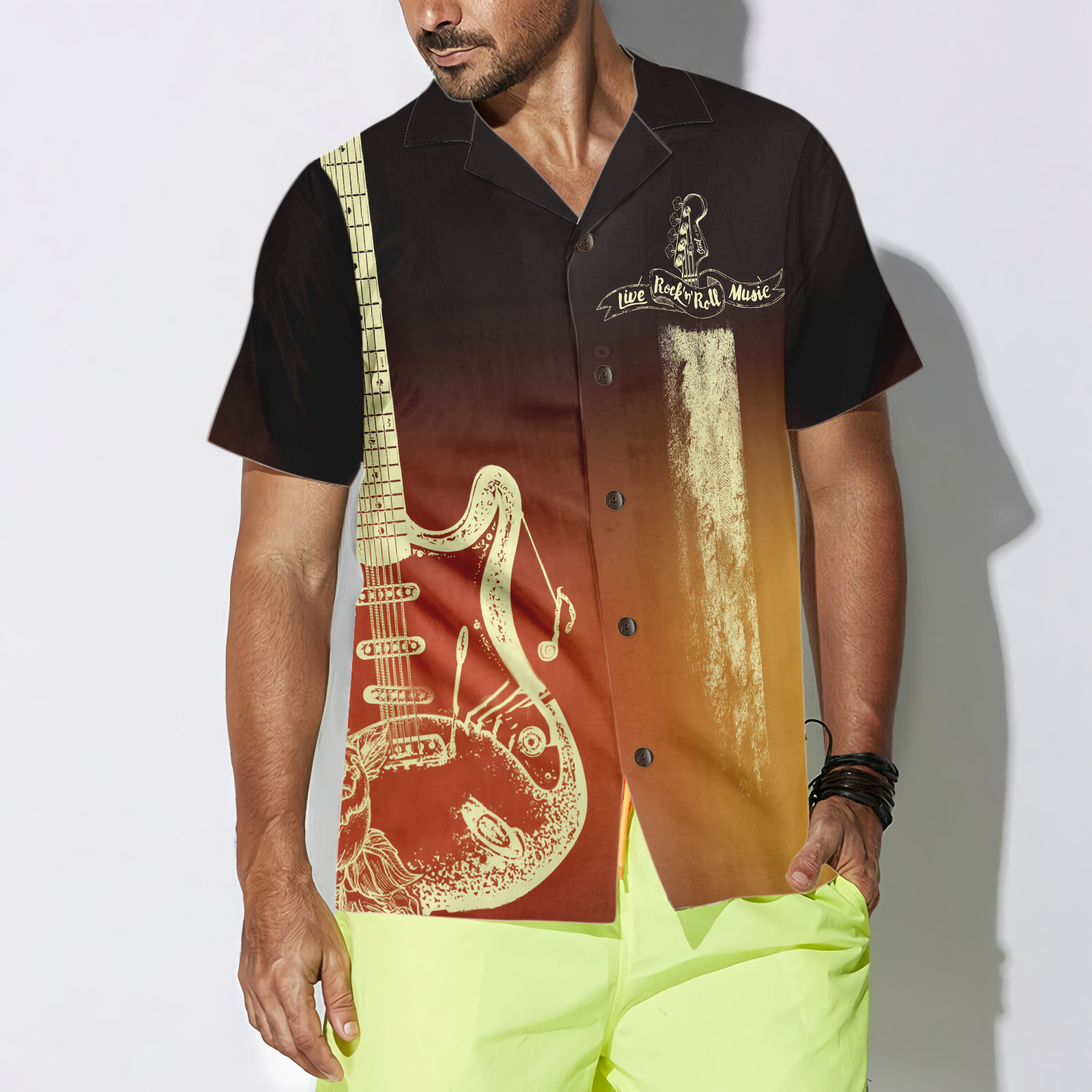 Guitar Rock N Roll Colorful Hawaiian Shirt - Hyperfavor