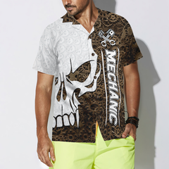 Mechanic Camo Pattern Skull Hawaiian Shirt - Hyperfavor