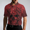 Skull Crow Black And Red Short Sleeve Polo Shirt, Dark Forrest Skull Crow Shirt For Men - Hyperfavor
