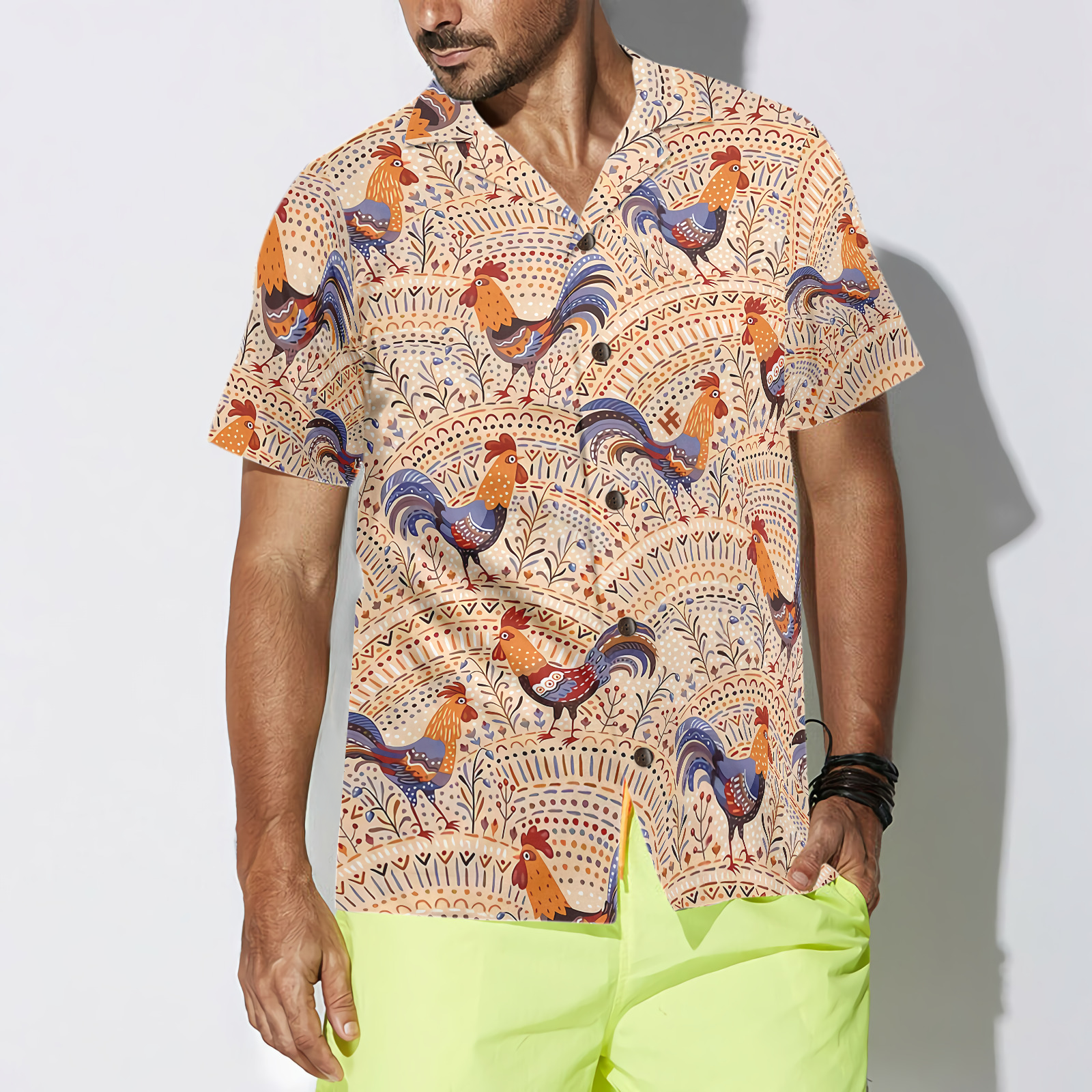 Boho Chicken Pattern Hawaiian Shirt - Hyperfavor