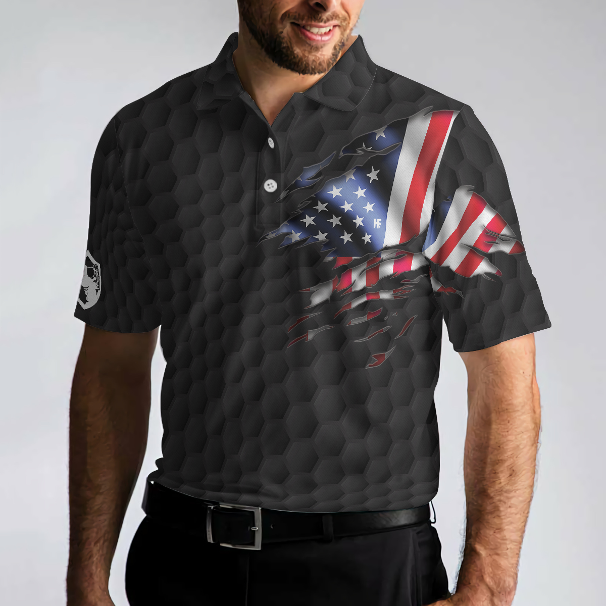 American Men Golfer Black Version Golf Polo Shirt - Hyperfavor