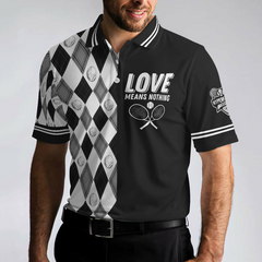 Love Means Nothing Tennis Polo Shirt, Tennis Ball Argyle Pattern Polo Shirt, Best Tennis Shirt For Men - Hyperfavor