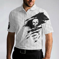 Never Underestimate An Old Man With A Golf Club Polo Shirt, White Skull Polo Shirt, Best Golf Shirt For Men - Hyperfavor