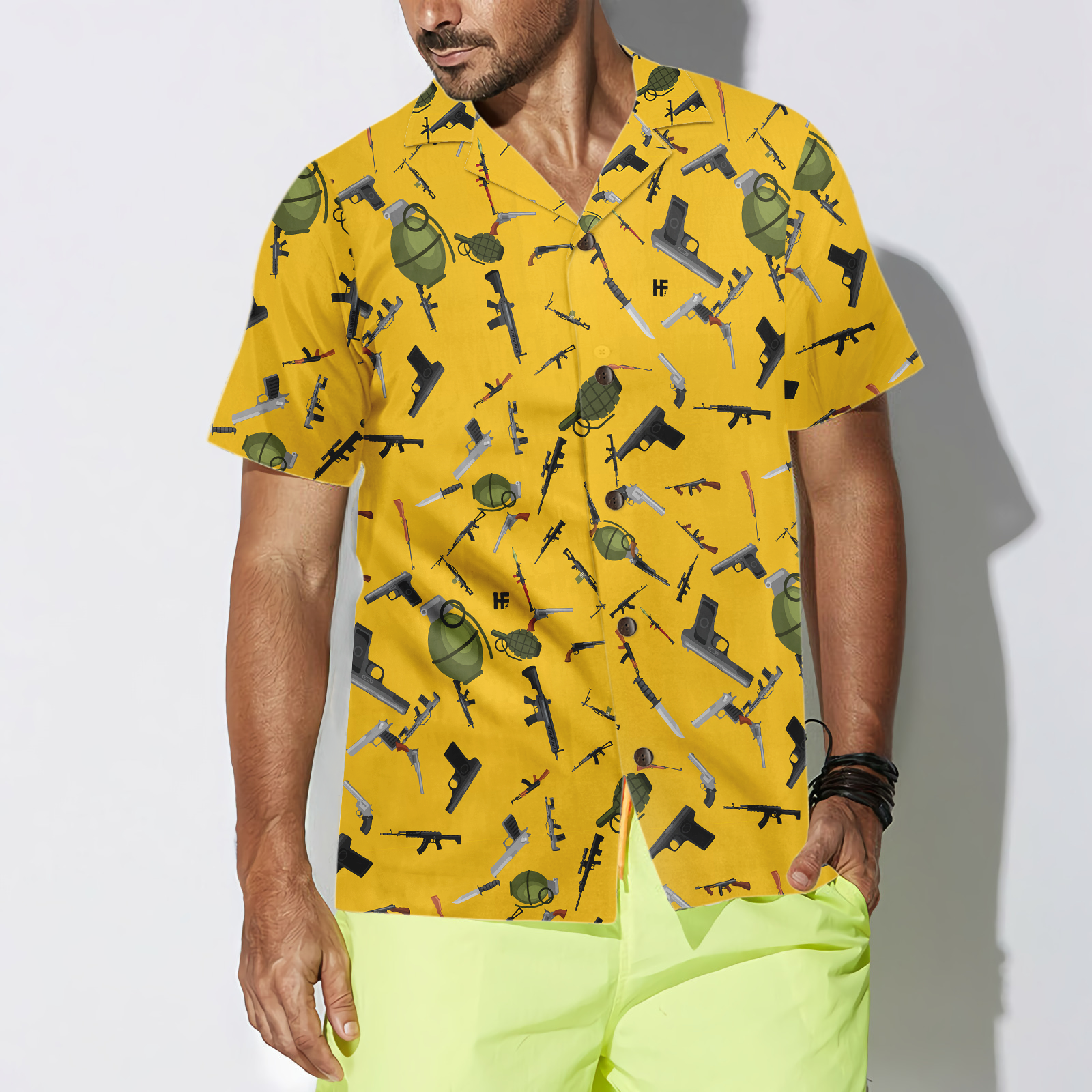 Gun Military Gear Hawaiian Shirt - Hyperfavor