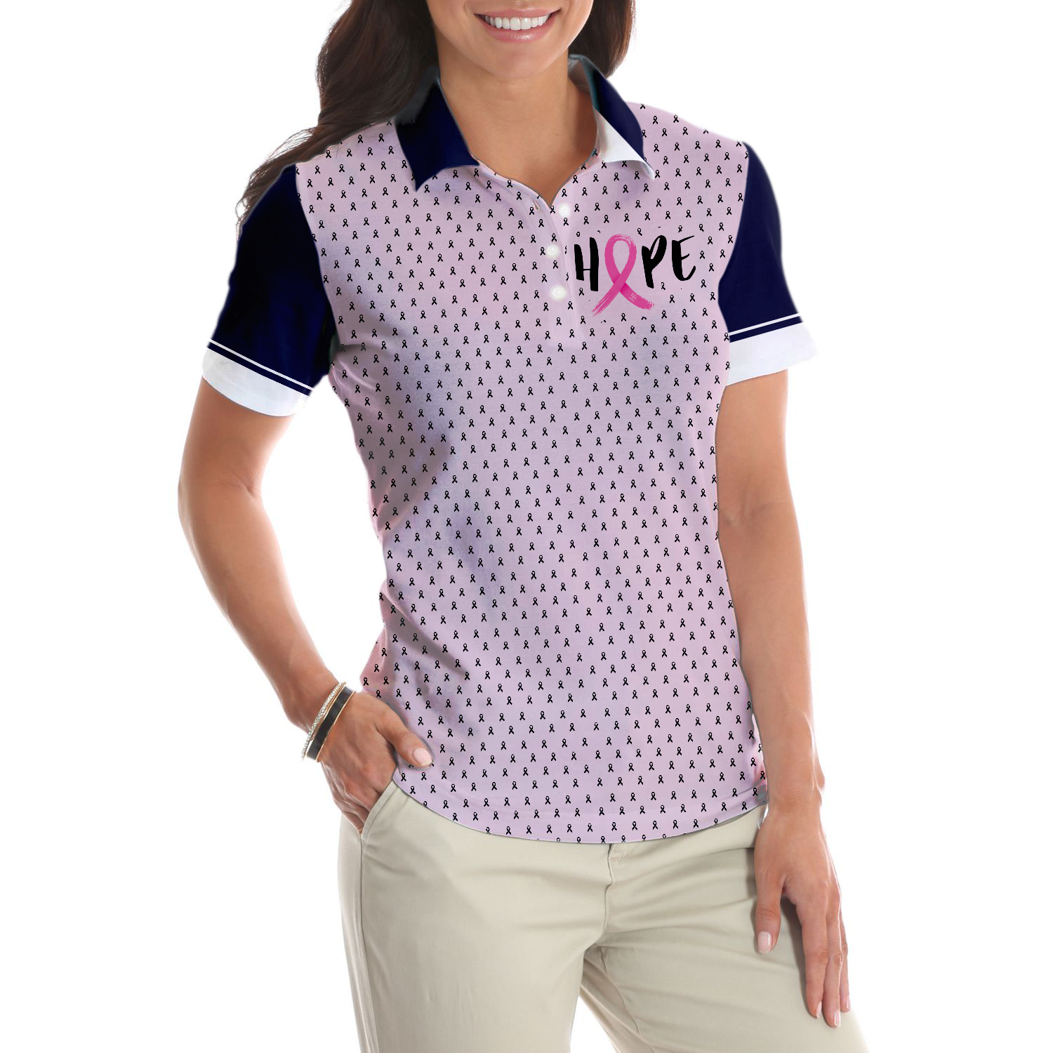 You Picked The Wrong Girl Breast Cancer Awareness Short Sleeve Women Polo Shirt, Breast Cancer Shirt For Women - Hyperfavor