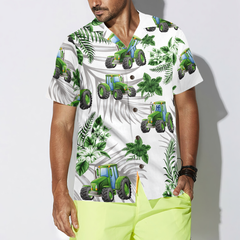 Tropical Green Tractor Hawaiian Shirt - Hyperfavor