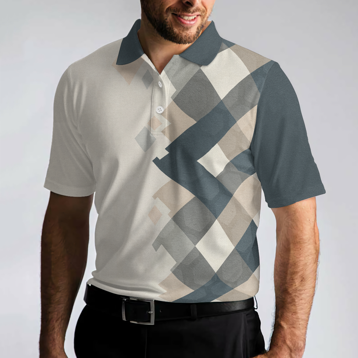 Vintage Pastel Argyle Pattern Polo Shirt For Men - Hyperfavor