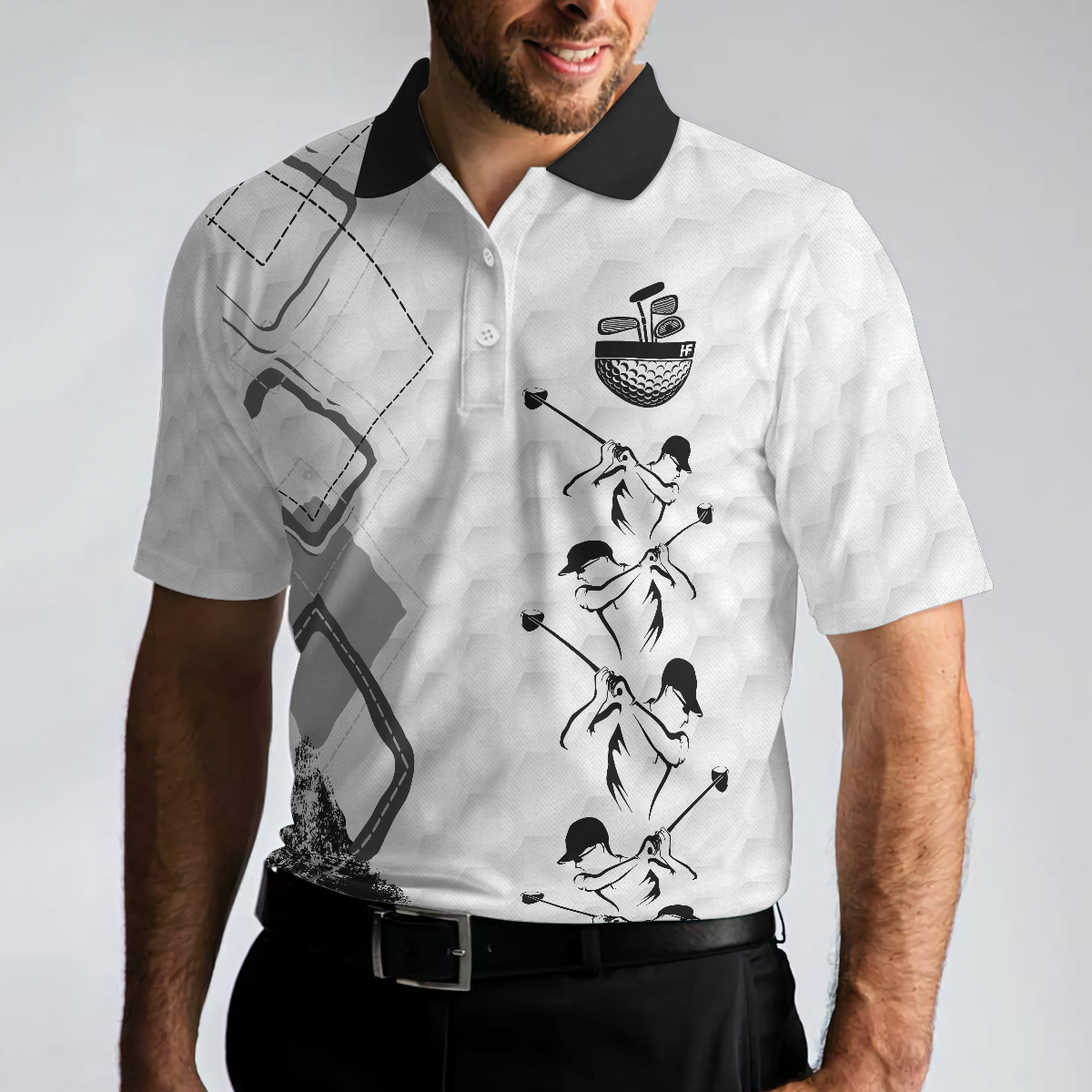 Old Guys Rule Golf Polo Shirt, Golf Texture Argyle Pattern Polo Shirt, Cool Golfing Shirt For Men - Hyperfavor