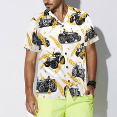 Tractors On Wheat Pattern Hawaiian Shirt - Hyperfavor