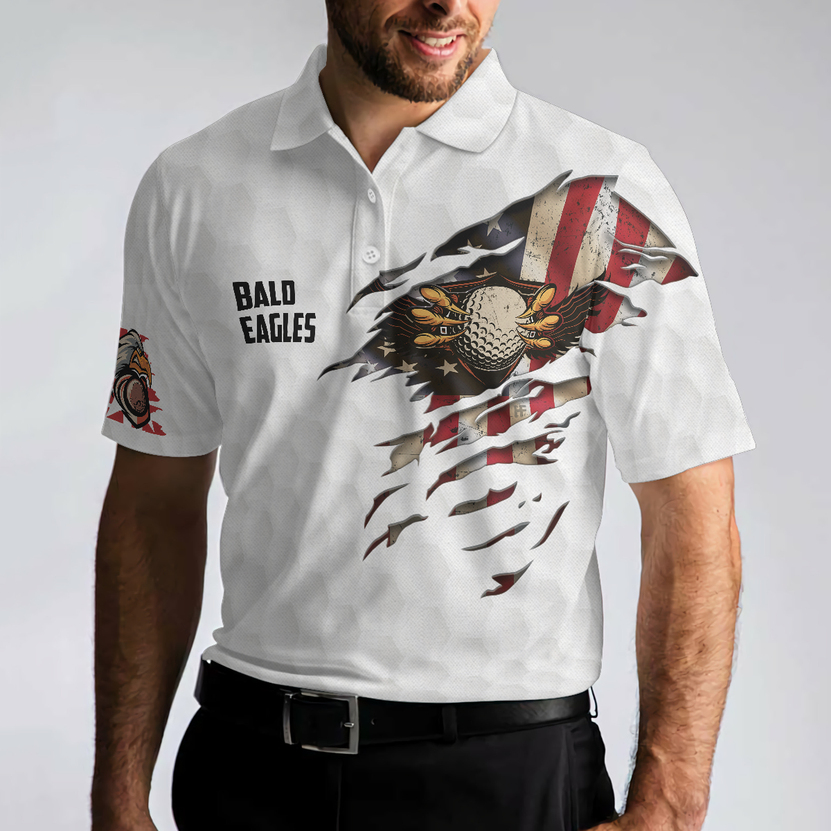 Bald Eagles American Flag Polo Shirt - Hyperfavor