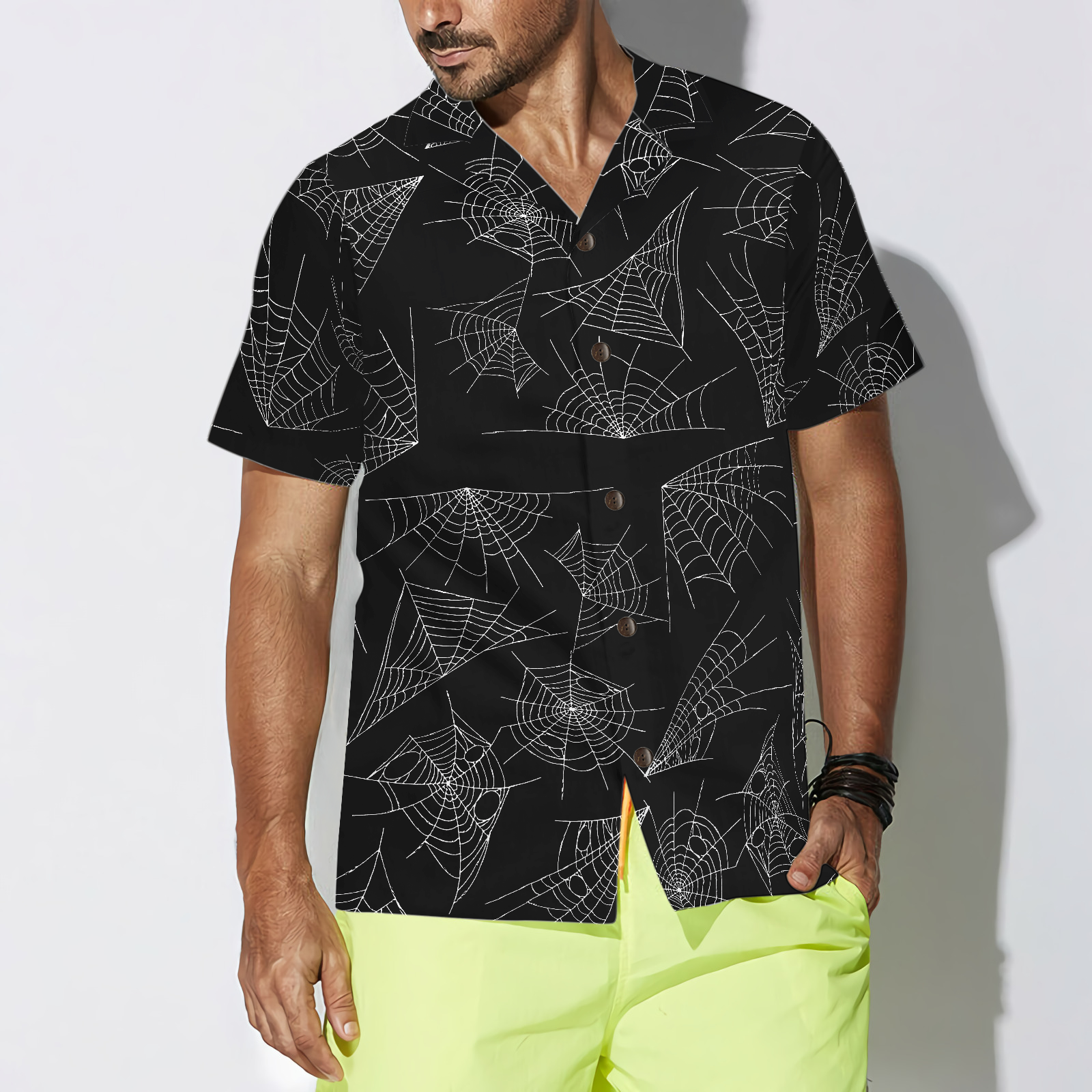 Spider Web Goth Hawaiian Shirt - Hyperfavor