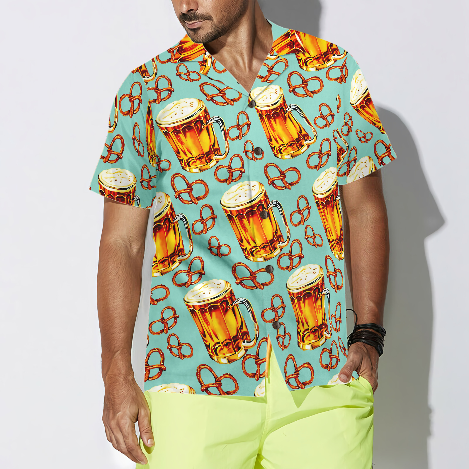 Beer & Pretzel Shirt For Men Hawaiian Shirt - Hyperfavor