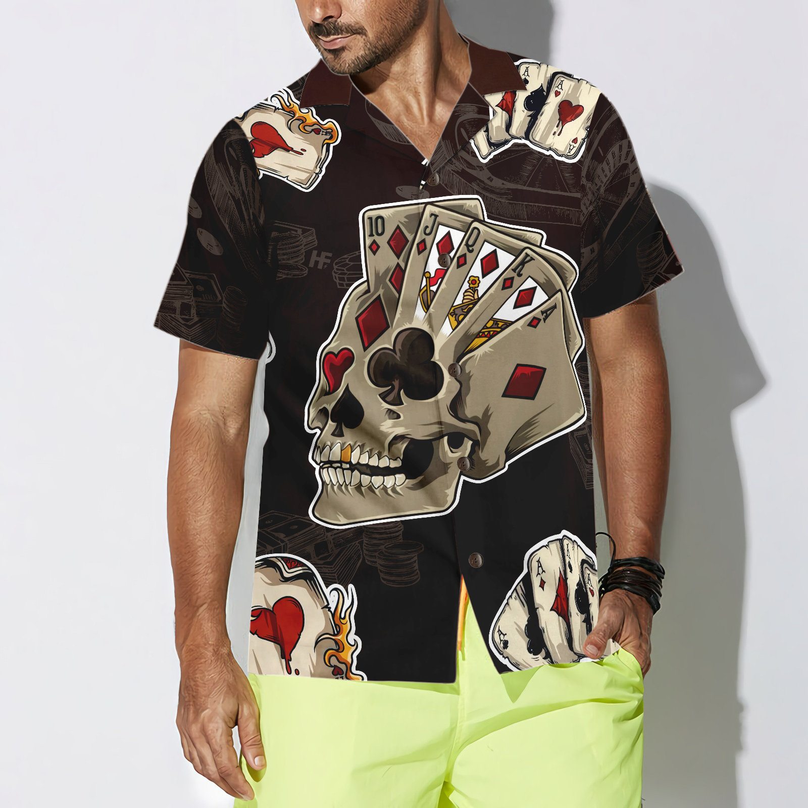 I Would Rather Be At The Casino Skull Pattern Hawaiian Shirt - Hyperfavor