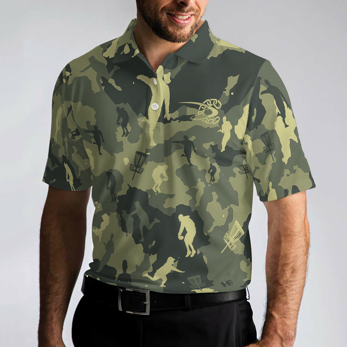 Custom Camouflage Texture Disc Golf Polo Shirt - Hyperfavor